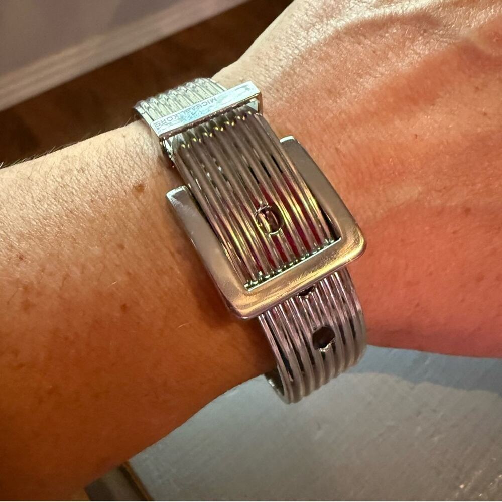 Michael Kors Silver Tone Buckle Bangle  Bracelet - Picture 2 of 9